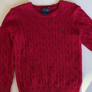Kids Ralph Lauren Crewneck Cable Knit Sweater - Red